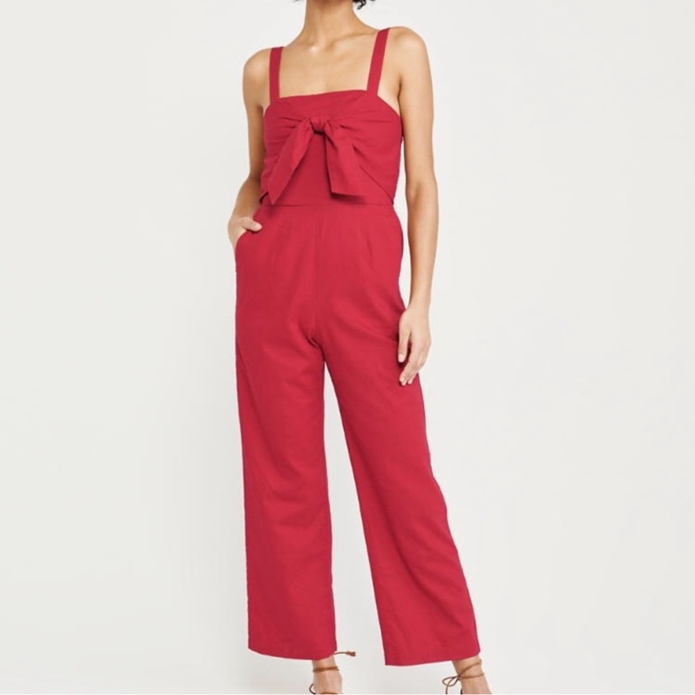 Tie Front red Jumpsuit